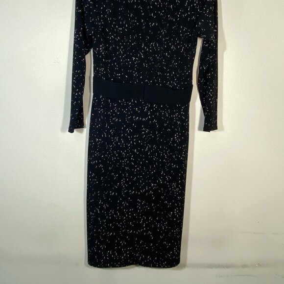 Ann Taylor: Black V-Neck Dressy Dress with Scattered White Dots - Size 2 - Picture 3 of 4